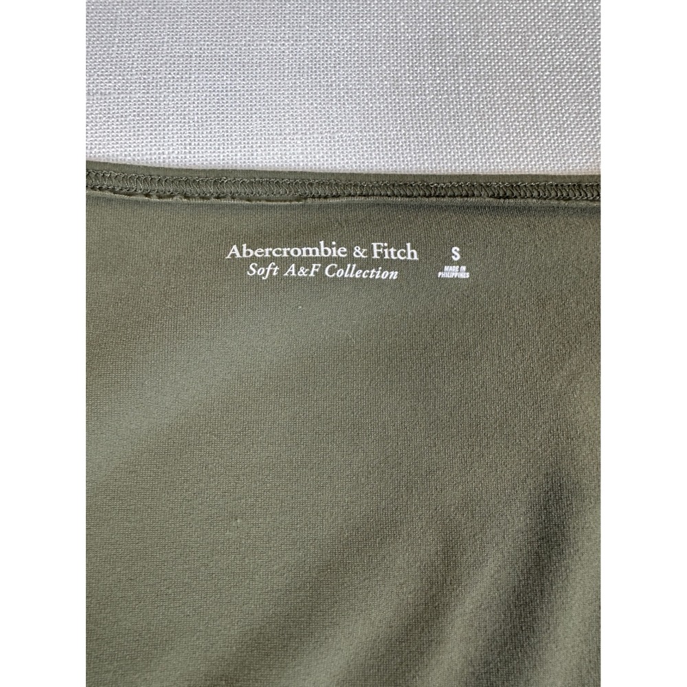 Abercrombie & Fitch Soft A&F Long Sleeve Cutout Twist Bodice Bodysuit Olive S - Picture 6 of 9